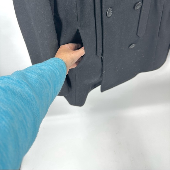 J Crew Pea Coat Womens 14 Wool Blend Double Breasted Preppy Classic Black - Picture 3 of 10